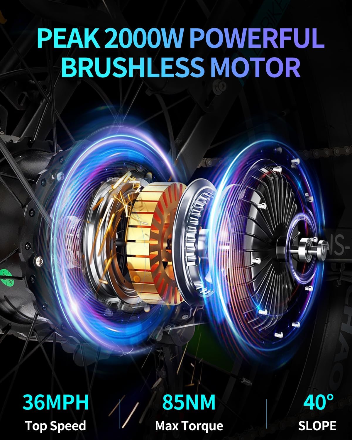 Ridstar 26Inch 2000W Folding Fat Tire Mountain Electric Bike-4