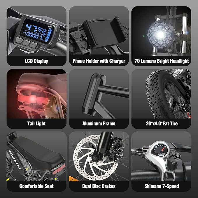 Ridstar® Q20 1000W Fat Tire Ebike