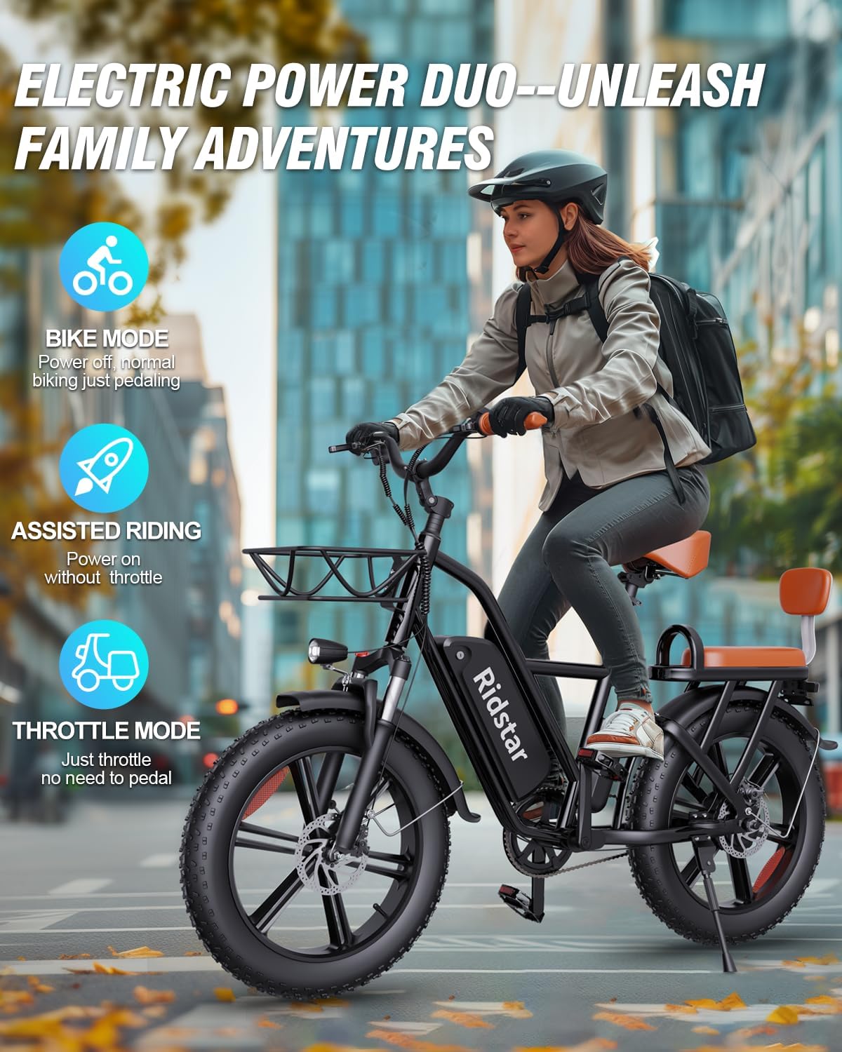 Ridstar FM001 2-Seater Fat Tire Electric Bike-4