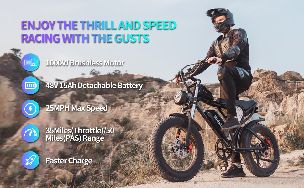 Ridstar® H20 1000W Electric Mountain Bike