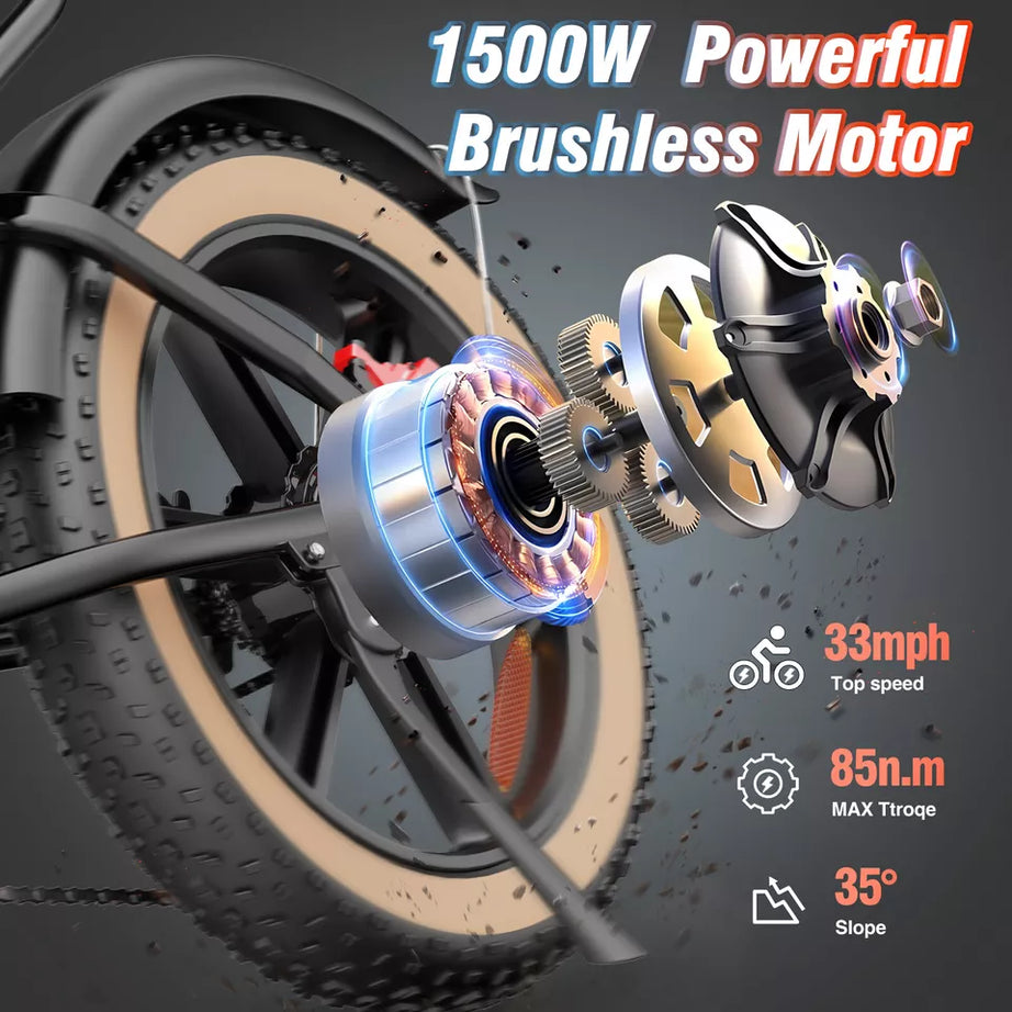 Ridstar® Q20 1500W 48V 20Ah Battery 20''Fat Tire Mountain Electric Bike for Adult